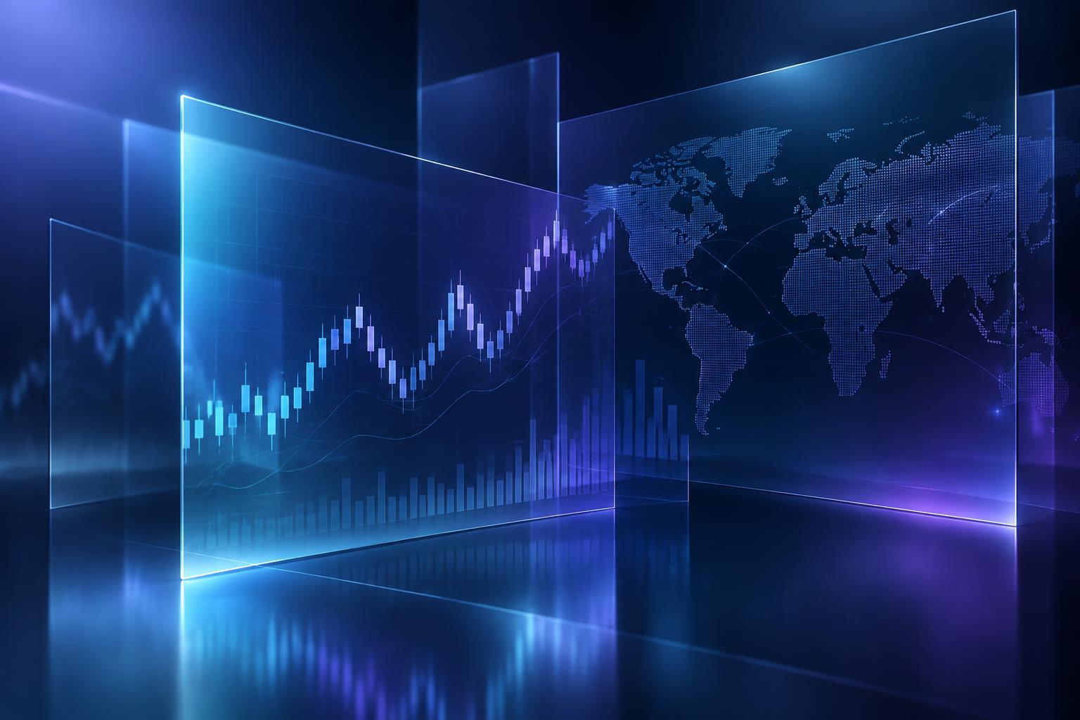 Traders connected across a glowing world map